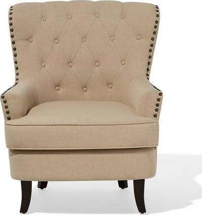 Fotelë VIBORG II, material tekstil, stil klasik wingback, bezhë
