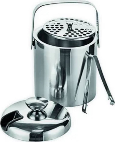 Kovë akulli HI me kapak edhe pincë, inox, ngjyrë argjendtë