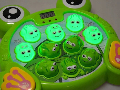 Lodër shkathtësie muzikore frog, me çekan, plastike, jeshile
