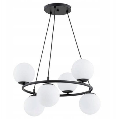 Lampë varëse Ringo R6, 6xE14, stil industrial, e zezë me të bardhë