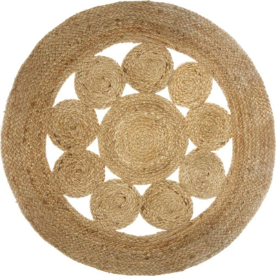 Округол килим Atmosphera Round Jute Rug Lace, јута, 80 cm, беж боја