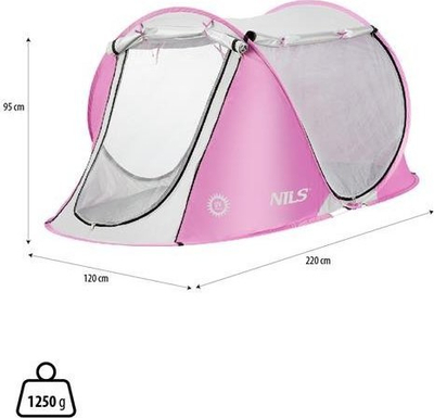 Плажна чадора Nils Extreme NC3043, самоносеќа, UV заштита, розова