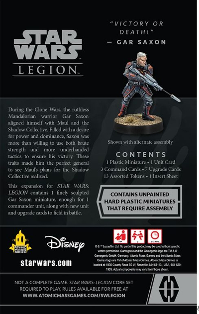 Zgjerim loje Atomic Mass Games Star Wars Legion, Gar Saxon Commander, figurinë komandanti