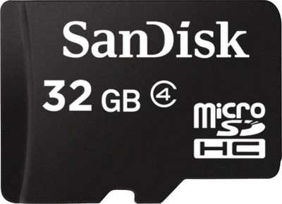 Kartë memorie SanDisk MicroSDHC, 32GB, Class 4, me adapter SD