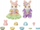 Set lodrash Sylvanian Families Easter Celebration 5691, 2 figurina lepurushë, me gëzhoja Pashke, shumëngjyrësh