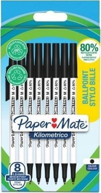 Стилолапис Paper Mate Kilometrico 2187678, сет 8 парчиња, црна боја