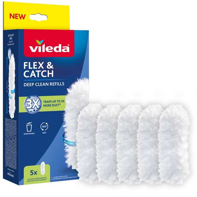 Refill për fshesë pluhuri Vileda Flex&Catch, set 5 copë, të bardha