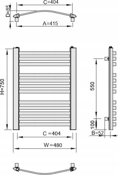 Radiator banjo Epic 048/075, 319 W, grafit