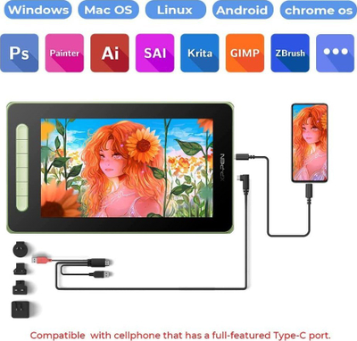 Tablet grafik XP-Pen Artist 10 2nd, 10.1", 8192 nivele presioni, jeshil