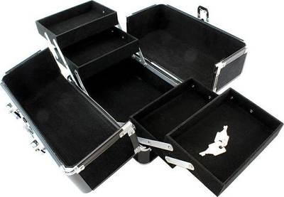 Kuti kozmetike Lamp Cosmetic Case, alumin, me bravë, e zezë