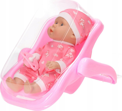 Kukull bebe Pegaz 17377, me nositëse, 20cm, rozë