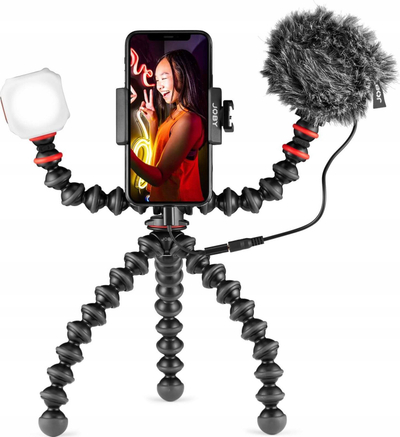 Set vlogimi për telefon JOBY GorillaPod Mobile Vlogging Kit JB01645, stativ i lëvizshëm, dritë LED dhe mikrofon, i zi