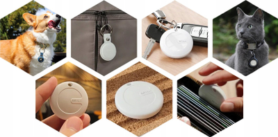 Tag gjurmues MiLi MiTag, Bluetooth, i përshtatshëm për Apple Find My, i bardhë me mbajtëse të kuqe