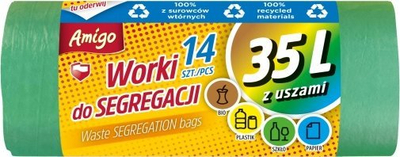 Qese për mbeturina Amigo Worki do Segregacji, 35L, 14 copë, jeshile
