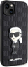 Mbështjellës telefoni Karl Lagerfeld Saffiano Monogram Ikonik për iPhone 14 Plus, lëkurë eko, shkon me karikim me valë, i zi