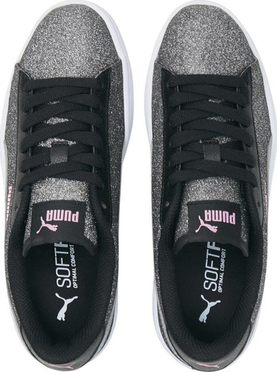 Atlete për kalamaj Puma Smash v2 Glitz Glam Jr, me gliter, taban gome, ngjyrë argjendtë