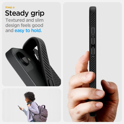 Заштитна маска за телефон Spigen Liquid Air MagFit за iPhone 16e, TPU, компатибилна со MagSafe, црна мат