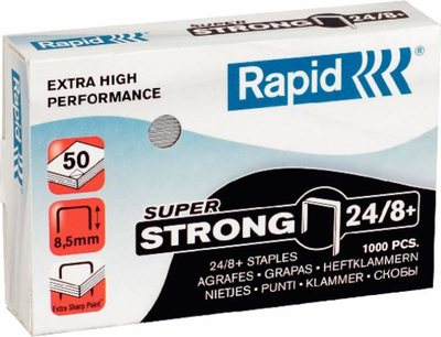 Капси за хартија Esselte Rapid Strong 24/8+, 1000 парчиња, сребрени