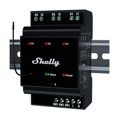 Çelës i mençur Shelly Wave Pro 3 EU LR, 3 kanale, Z-Wave, i zi