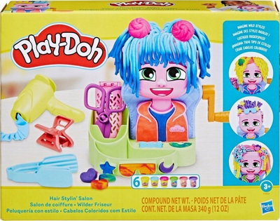 Set loje Play Doh Hair Stylin Salon, 6 kanaçe plastelinë, shumëngjyrësh