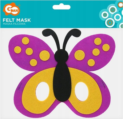 Maskë fluture Godan Felt Mask Butterfly, filc, 18 x 15.5 cm, vjollcë verdhë