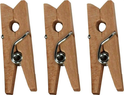 Kapëse rrobash Titanum Wooden Clothespins, dru natyral, 25 copë