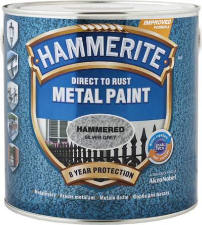 Ngjyrë antikorrozive për metal Hammerite Hammered, 750ml, gri e çekiçuar