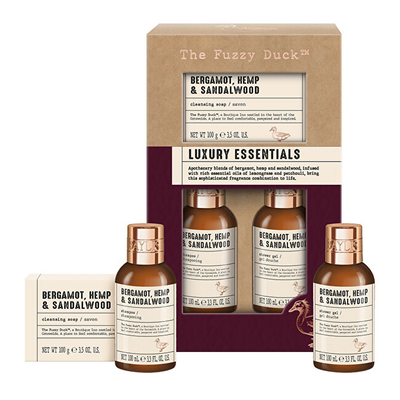 Set për femra Baylis & Harding Bergamot, Hemp & Sandalwood, xhel dushi 100 ml + shampo 100 ml + sapun 100 g