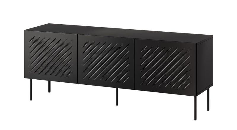 Komodë Bed Meble RTV Siena, 150.5x40x60 cm, sistem push to open, e zezë mat