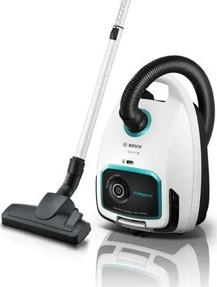 Fshesë me korrent Bosch ProHygienic BGL6HYG1, me qese, filtër HEPA U15, e bardhë