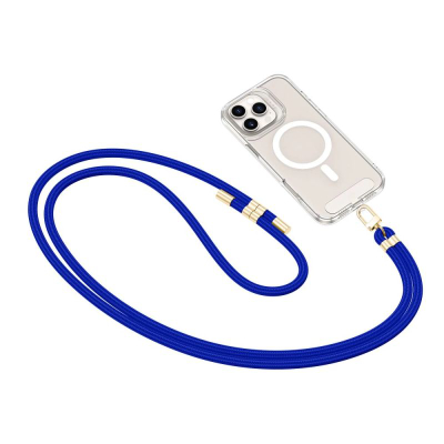 Rrip crossbody për telefon Tech-Protect C7S Rope, i rregullueshëm, blu kobalt me të artë