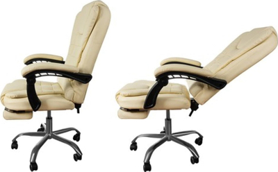 Канцелариски стол Malatec 23287, со потпирач за нозе, еко кожа, бел