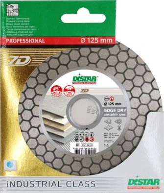 Disk diamant prerës Edge Dry 125mm, prerje dhe bluarje, për pllaka dhe gur, për 45°
