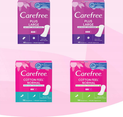 Peceta higjienike Carefree Plus Large Unscented, përditshme, 64 copë, të bardha