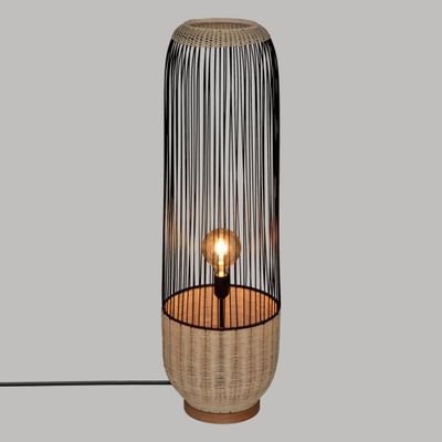 Llambë dyshemeje Atmosphera Anea, metal dhe dru, H95 cm, e zezë