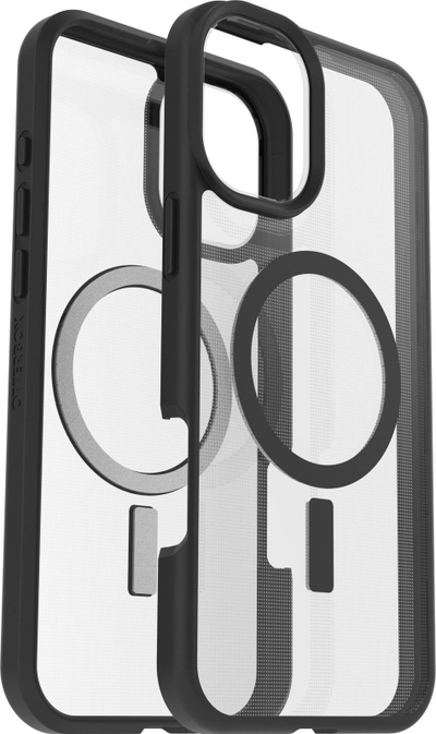 Mbuluese OtterBox React MagSafe për iPhone 16 Plus, e tejdukshme, me kornizë të zezë