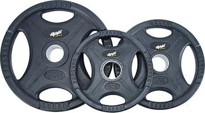 Pjatë olimpike Allright me shtresë gome, 10 kg, vrimë 50 mm, e zezë