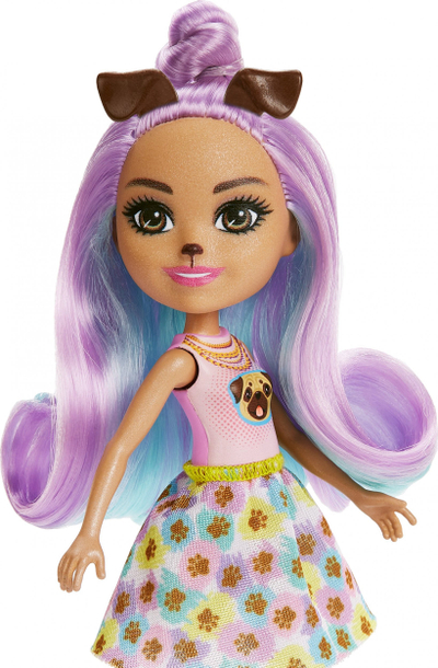 Kukull Mattel Enchantimals Penna Pug, 15 cm, me qenush, shumëngjyrëshe