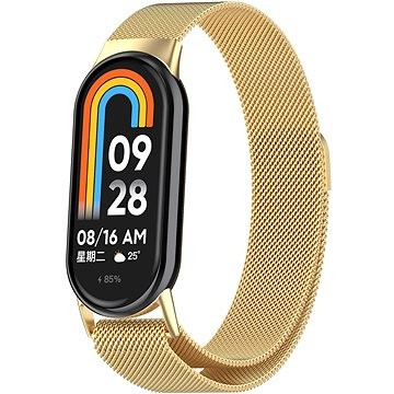 Rrip dore Eternico Elegance Milanese për Xiaomi Smart Band 8 dhe 9, çelik inox, mbyllje magnetike, ari