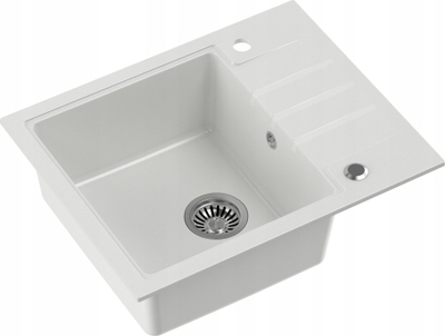 Lavaman graniti për kuzhinë Granite Sink White, një tas, i bardhë