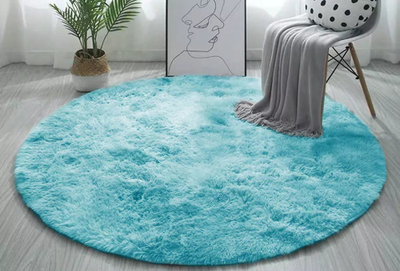 Tapet i rrumbullakët Strado Round Rug Ombre, 100x100 cm, shaggy 3.5 cm, blu e çelët