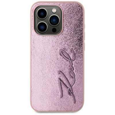 Заштитна маска за телефон Karl Lagerfeld Wrinkled PU, за iPhone 15 Pro Max, розова