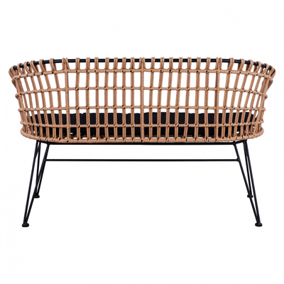 Stol metalik Allegra HM5692, wicker, 124x57x77 cm, zi bezhë