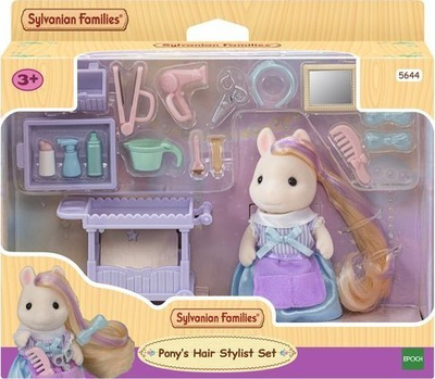 Set lodrash Sylvanian Families Pony's Hair Stylist, figurë ponç, aksesorë flokësh, shumëngjyrësh