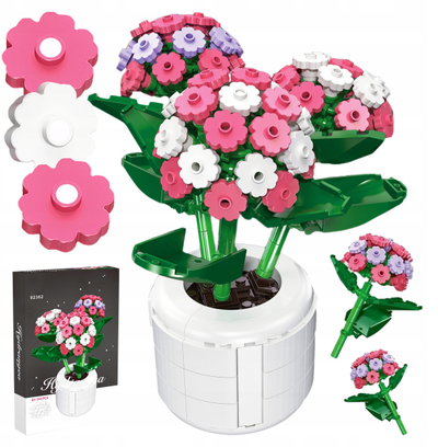 Lodra për ndërtim Stator Pink Hydrangea In A Pot, 342 copa, në vazo, rozë