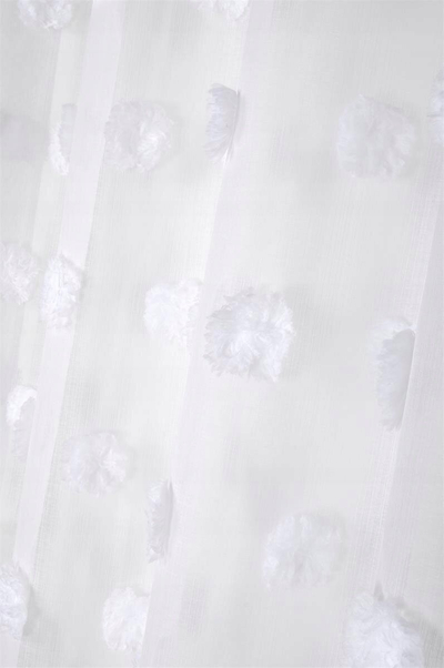 Perde me pompoma White Embroidered Voile, 140x260 cm, poliester, e bardhë
