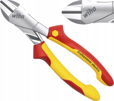 Gërshërë diagonale elektrike Wiha Professional Electric 41274, 180mm, dorezë SoftFinish, kuqe verdhë