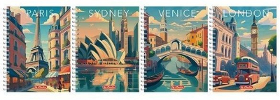 Set fletore HERLITZ Retro City B5, 100 fletë, me katrorë, shumëngjyrësh