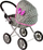 Karrocë lodër për kukulla Gray Doll Stroller, skelet metalik, me kapak, gri me yje