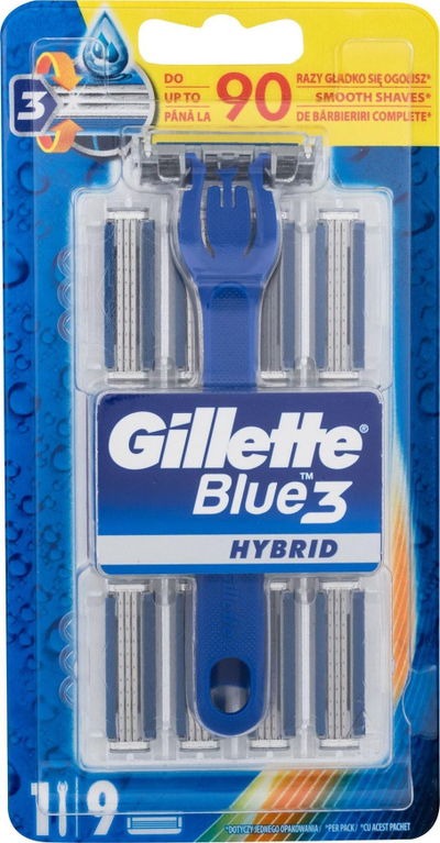 Brisk Gillette Blue3 Hybrid, 1 dorezë, 9 kokrra koka, blu